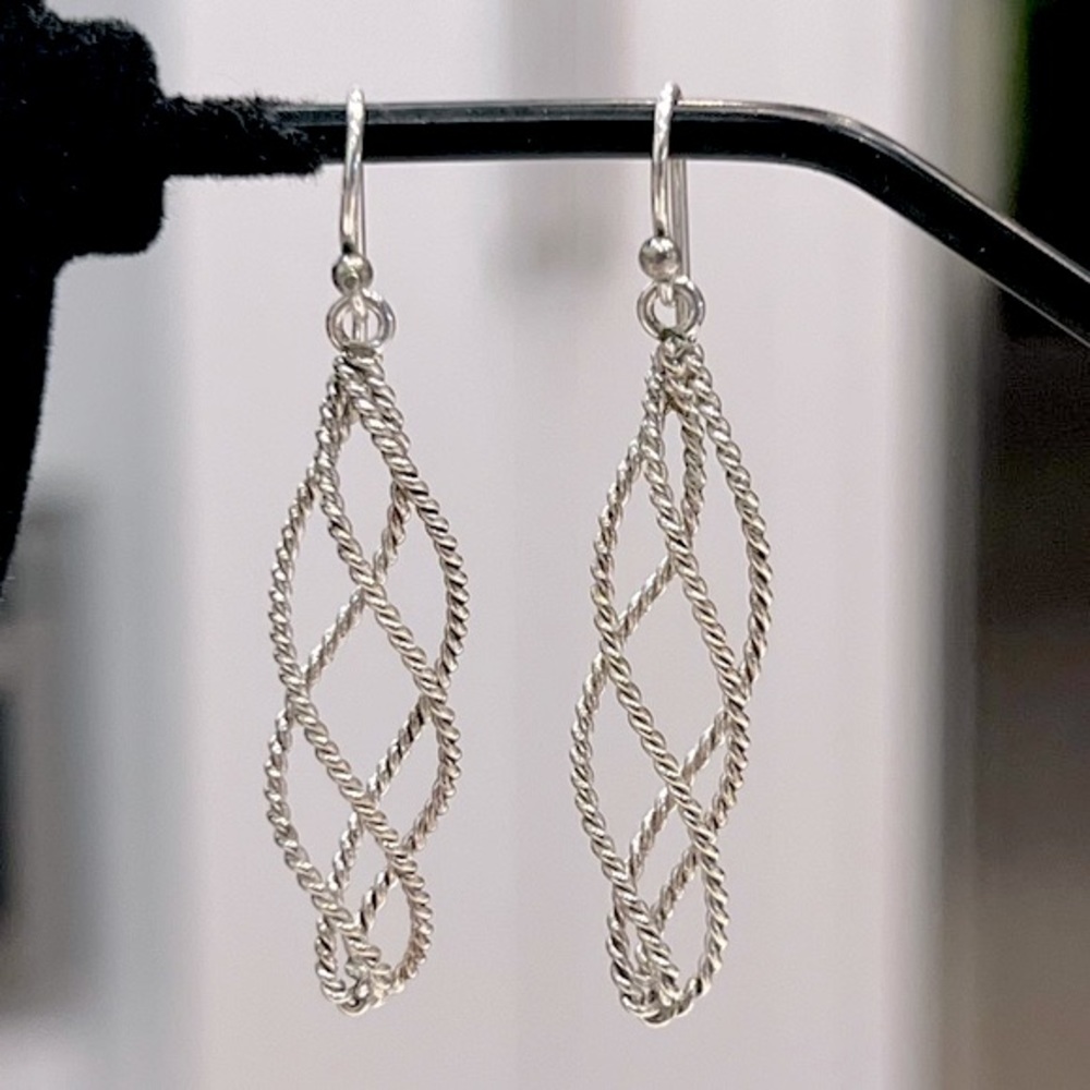 Sterling Silver Braided Spiral Twist Earrings